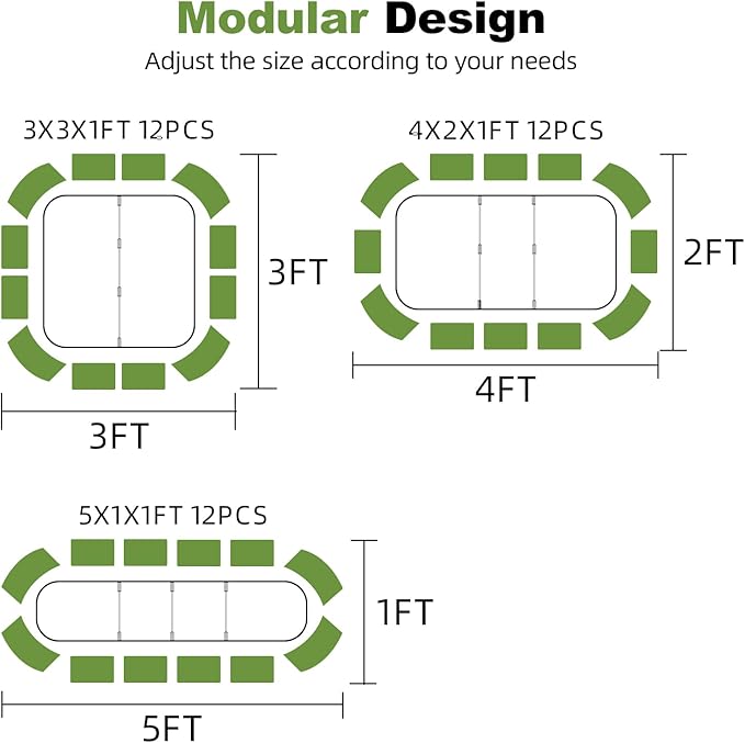3-in-1 Modular Raised Garden Bed Kit - Adjustable Sizes (4x2x1ft, 3x3x1ft, 5x1x1ft) - Heavy-Duty Galvanized Steel Planter Box with Bracing Rods & Gloves for Vegetables, Fruits, Flowers