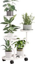 Plant Stand with Wheels 3 Tier Metal Plant Holder Corner Flower Shelf for Multiple Plants Display Rack for Bedroom Living Room Balcony Garden White (White, 3 Tier)