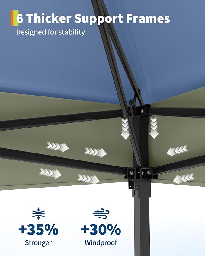 Canopy Tent 12x12 ft, Pop Up Gazebo One-Push Setup with 4 SandBags for Backyard Parties and BBQs, Mosquito Netting & Height Adjustable - Navy Blue