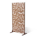 VEVOR Metal Privacy Screen, 47" W x 76" H, Outdoor Privacy Screens 3-Panel, Freestanding Outdoor Divider with Stand, Decorative Garden Steel Privacy Fence for Balcony Patio Indoor Room Hot Tub Brown