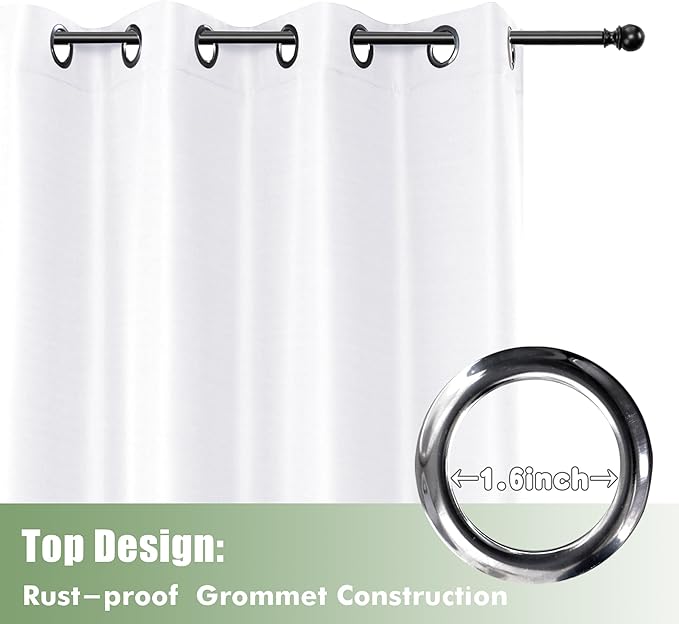 HolidayIdeas Outdoor Curtains for Patio Waterproof, 6 Panels - 54x95 Inches - Weatherproof Privacy Outsides Curtains for Cabana Porch Pergola, Sunlight & UV Blocking (White, Grommet Top)