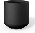 Kante 8.2" Dia Round Concrete Planter, Outdoor Indoor Large Plant Pots Containers with Drainage Hole and Rubber Plug for Home Garden Patio, Black