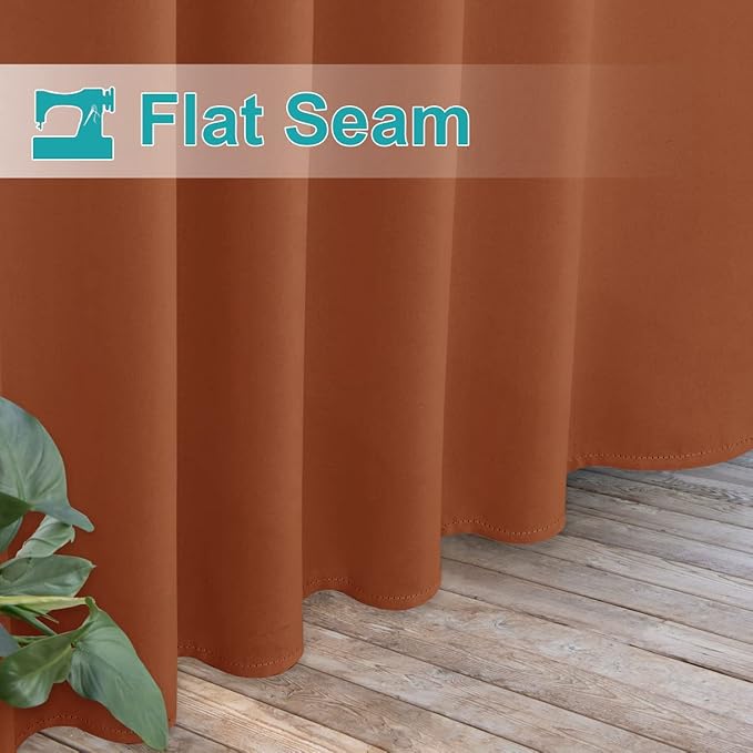 NICETOWN 2 Panels Porch Curtainss Outdoor Waterproof for Patio, Self-Stick Tab Top Blackout Indoor Outdoor Dividers Vertical Blinds Keep Privacy for Pergola/Patio, Mecca Red, W52 by L84 inches