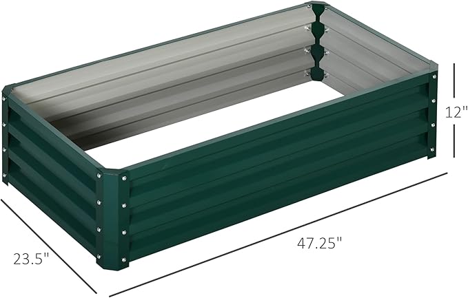 Outsunny Galvanized Raised Garden Bed, 4' x 2' x 1' Metal Planter Box, for Growing Vegetables, Flowers, Herbs, Succulents, Green