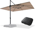 PURPLE LEAF 10' X 13' Square Cantilever Umbrella Patio Umbrella with Base Outdoor Umbrella Aluminum Offset with 360-degree Rotation for Garden Deck Pool Patio Taupe
