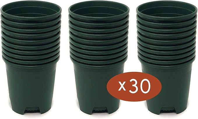 30-Pack Wholesale Nursery Pot in Bulk 5.5 Inch 0.5 Gallon Plastic Planters for Outdoor Indoor Plants Gardening Flower Pots with Drainage Holes Color Green