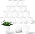 20 Pcs 3 Inch Self Watering Pots for Indoor Plants, White Plastic Self Watering Planters with Wicking Rope Visual Water Level & Vent Holes for Succulents, Flowers Indoor Outdoor