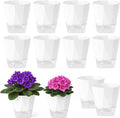 12 Pack Self Watering Pots for Indoor Plants, 5 Inches Self Watering Planters Small African Violet Self Watering Clear Pots for Plants Herb Orchid Flower Houseplant Pots, White