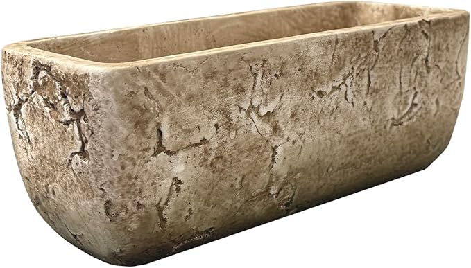 Classic Home and Garden Dakota Rectangular Planter Box w/Drain Plug - Small Succulent Pots for Window Sills & More - Shallow Trough Planter for Indoor Outdoor Use (8” Earth Moss Gray)