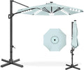 Best Choice Products 10ft Solar LED Cantilever Patio Umbrella, 360-Degree Rotation Hanging Offset Market Outdoor Sun Shade for Backyard, Deck, Poolside w/Lights, Easy Tilt, Cross Base
