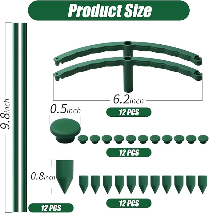 Uzoli 12 Pack Plant Support Stakes Sets - Versatile Plant Cages, Stackable 3 Tier Garden Flower Support，Plant Stakes for Indoor Outdoor Plants Tomato, Peony, Monstera, Hydrangea, Climbing Plants