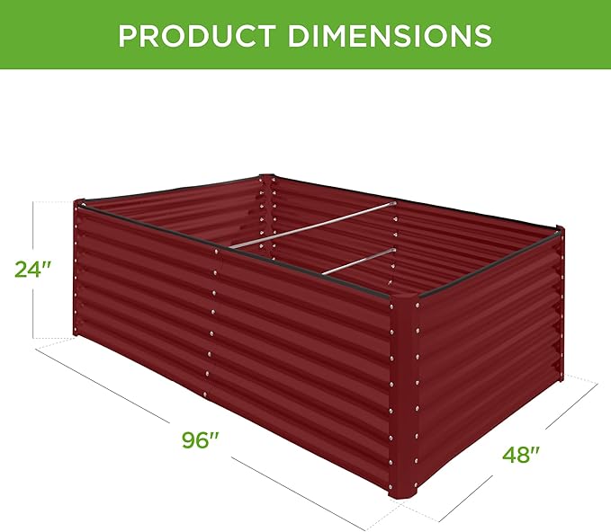 Best Choice Products 8x4x2ft Outdoor Metal Raised Garden Bed, Deep Root Planter Box for Vegetables, Herbs & Flowers, 478-Gallon Capacity, 100% Non Toxic Materials - Royal Red