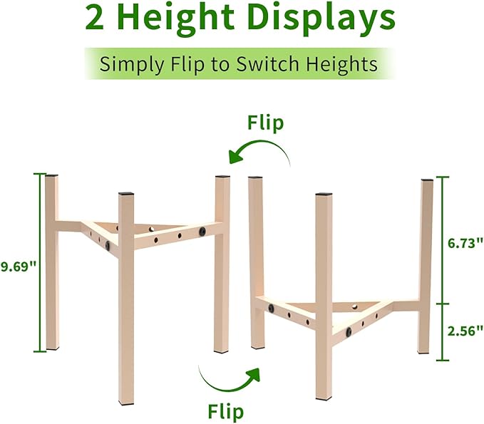 Aripark Plant Stand Indoor Adjustable, Metal Modern Plant Stands, Small Heavy Duty Stable Plant Pot Flower Holder Outdoor Corner, Fit 8 9 10 11 12 inch Pots, Light Khaki (Pot & Plant Not Included)