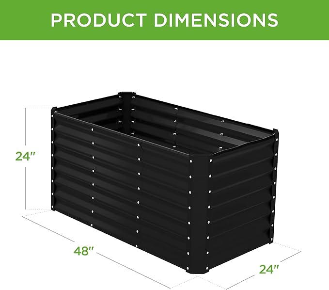 Best Choice Products 4x2x2ft Outdoor Metal Raised Garden Bed, Deep Root Box Planter for Vegetables, Flowers, Herbs, 119 Gallon Capacity, 100% Non Toxic Materials - Black