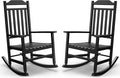 Patio Rocking Chair Outdoor Set of 2,Weather Resistant Poly Resin Oversized Porch Rocker,High Back Smooth Design,350lb Weight Capacity,Indoor Outdoor Use(2, Black)