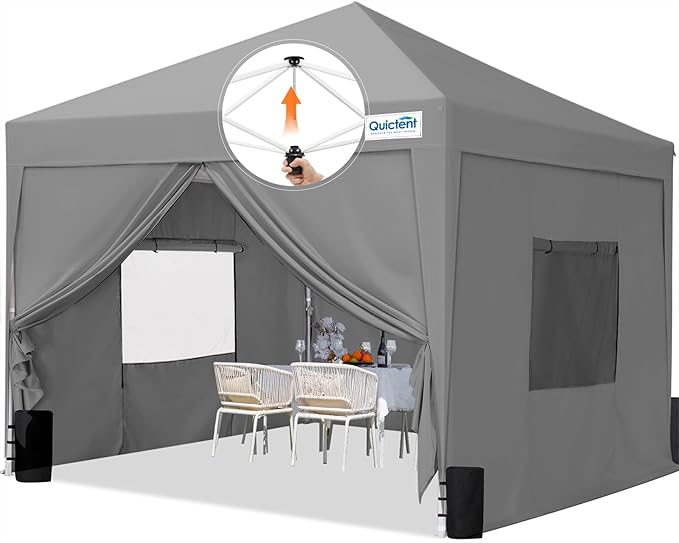 Quictent Privacy 10x10 Pop up Canopy Tent with Sidewalls and Roll-up Ventilated Windows, One Person Easy Setup, Outdoor Commercial Gazebo Shelter Enclosed Waterproof, Bonus 4 Sandbags