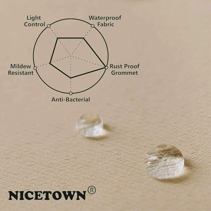 NICETOWN Outdoor Curtain Waterproof for Patio 108" Extra Long, Grommet Top Room Darkening Thermal Insulated 120" Extra Wide Protect You from Sun & Rain for Balcony/Porch, Biscotti Beige, 1 Panel