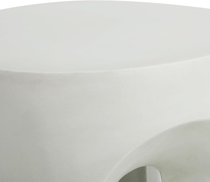 Christopher Knight Home Ottilie Outdoor Side Table, Lightweight Concrete Garden Stool with Four Legs Shaped, Decorative Accent Table Patio End Table for Patio Balcony Beach Pool Side, Antique White