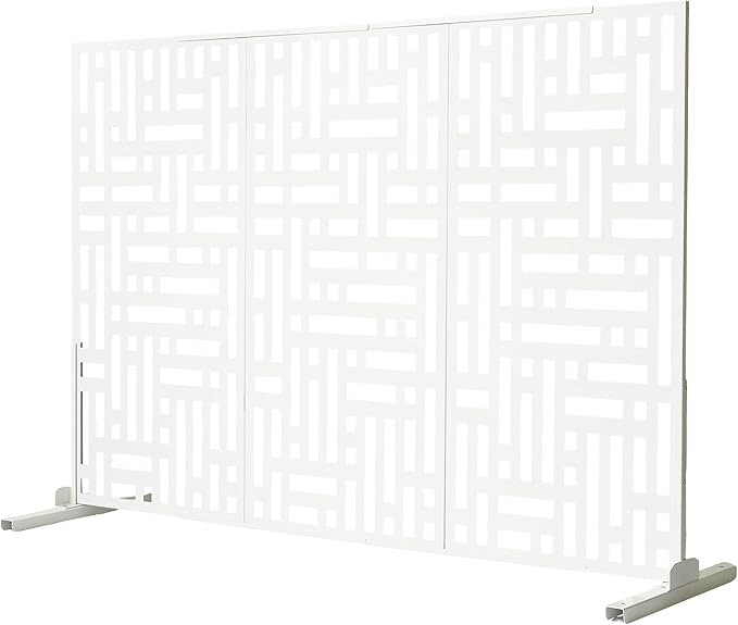 Oakland Living 6 ft. X 4 ft. White Freestanding Metal Privacy Screen Room Divider