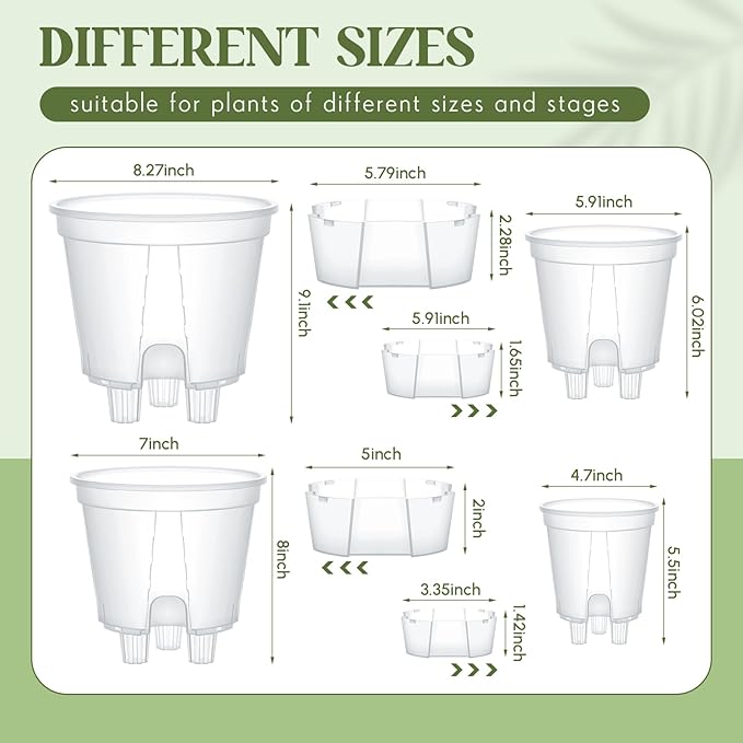 Self Watering Pots for Indoor Plants with Deep Reservoir and High Drainage Holes for Outdoor Plants and Flowers, Bare Root Planter(4.72''/5.91''/7.09''/8.27'',Clear,4 Pcs)