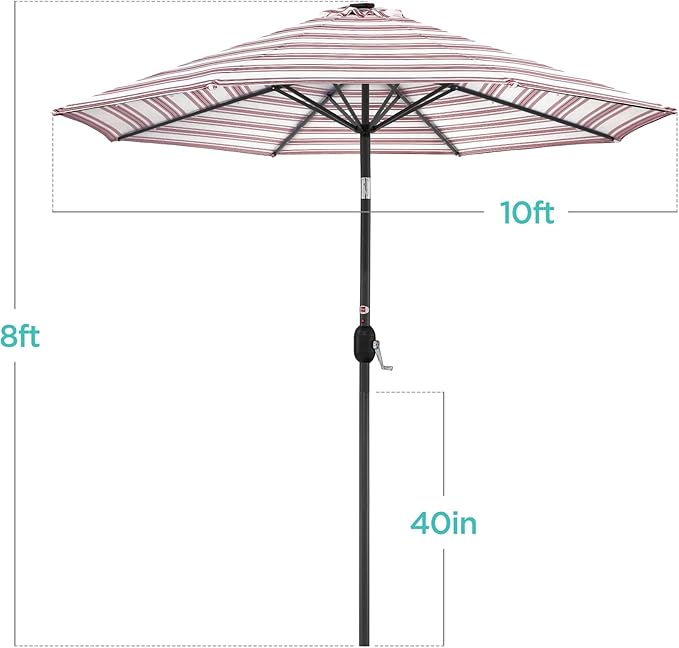 Best Choice Products 10ft Solar Polyester LED Lighted Patio Umbrella w/Tilt Adjustment and UV-Resistant Fabric