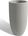 Tall Planters for Outdoor Plants, Large Concrete Flower Pots for Garden Front Porch, Patio, Indoor (Vertical Gray)