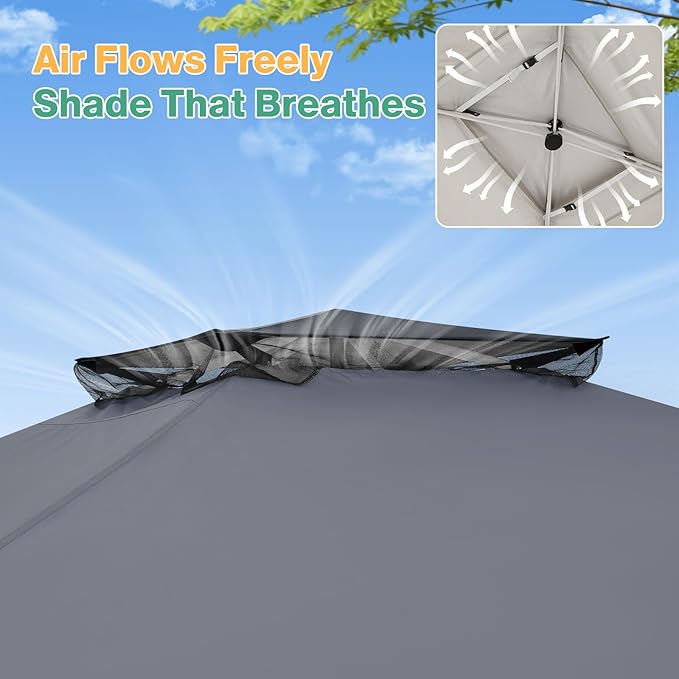 C0BIZI Gazebo 10x15 Pop up Canopy,Gazebos on Clearance-Canopy Tent with Mosquito Netting for Lawn,Garden,Backyard & Patio-Outdoor Tent-Water Resistant and UPF50+ (Gray)