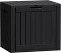 Flamaker Resin Deck Box 40 Gallon Waterproof Outdoor Indoor Storage Box Imitation Wood Resin for Patio Furniture Garden Tools and Pool (Black)