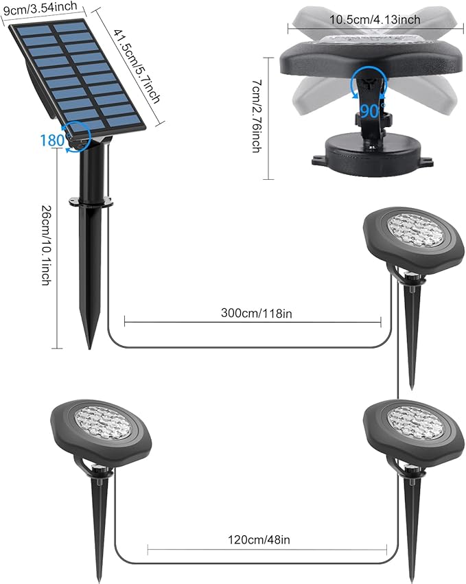 CORESLUX Solar Spot Lights Outdoor Waterproof IP68, 3-in-1 LED Color Changing Solar Landscape Lights, 2 Light Modes Landscape Path Lights for Outside Garden Yard Pond Pathway