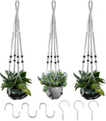 RIFNY Macrame Plant Hanger for 5 to 10 Inch Plant Pots, 35 Inch Indoor Handmade Woven Rope Hanger Kits with Hooks and Wood Beads, Hanging Planter Basket Holder for Boho Home Decor (Grey, 3 Pack)