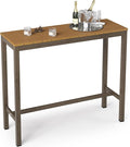 Outdoor Bar Table, 45" Patio Bar Height Counter Console Table, Waterproof HDPS Slatted Top, Weather Resistant, Hot Tub, Balcony, Yard, Indoor or Outdoor Use, Teak