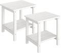 GarveeLife Outdoor Side Table 2-Tier, 18 in HDPE All Weather Resistant Patio Side Tables for Outside, End Table for Patio Pool Deck Indoor Backyard, White-2Pcs