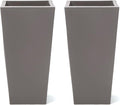 Step2 Tremont Tall Square Tapered Planter, Large Planters for Outdoor Plants, Gardening and Flower Pot for Patio or Porch, Efficient Drainage, Durable Plastic, Dark Cedar, 2-Pack