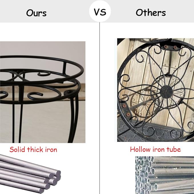 11.8 inches Diameter Tall Metal Plant Stand for Indoor or Outdoor,Heavy Duty Flower Pot Stand Rack Holds Big Heavy Plants,Black (18.9 INCHES TALL)