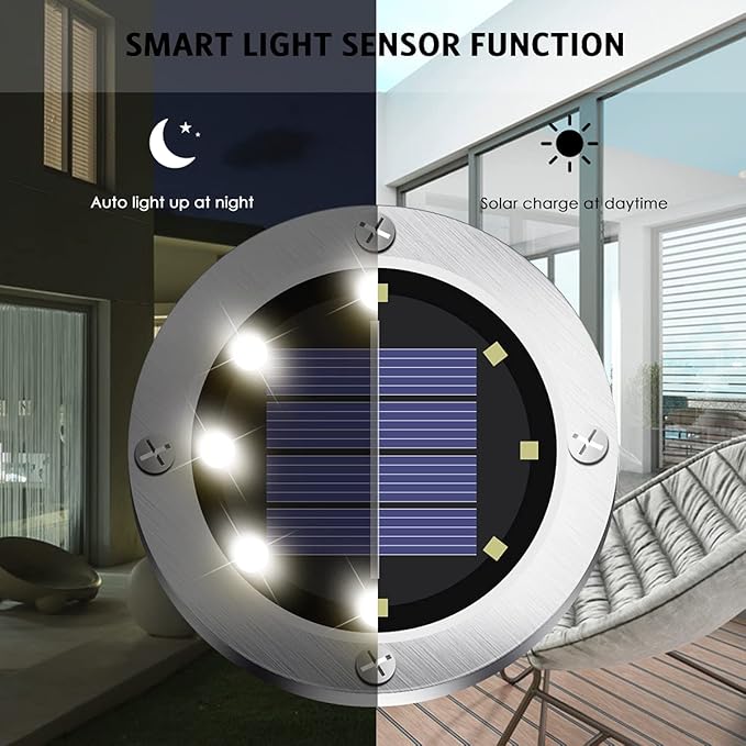4.6inch Solar Lights Outdoor Waterproof,12Pack Solar Lights for Outside,Solar Garden Lights Landscape Lighting for Patio Pathway Lawn Yard Deck Driveway Walkway(White Light)