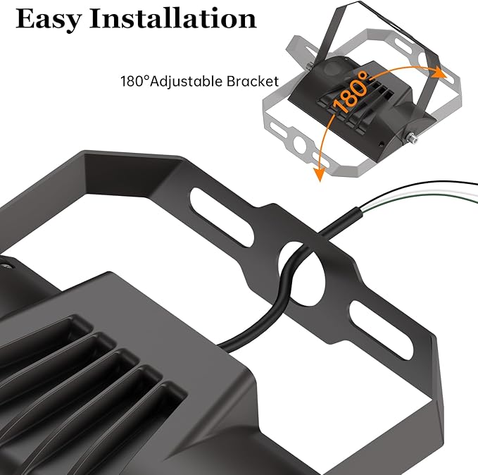 dephen 30W LED Flood Lights Outdoor with Bracket Mount, 3450Lumen 120V Security Lighting, 5000K IP65 Waterproof Wall Pack Floodlight for Garden Yard Patio Porch (UL-Listed)