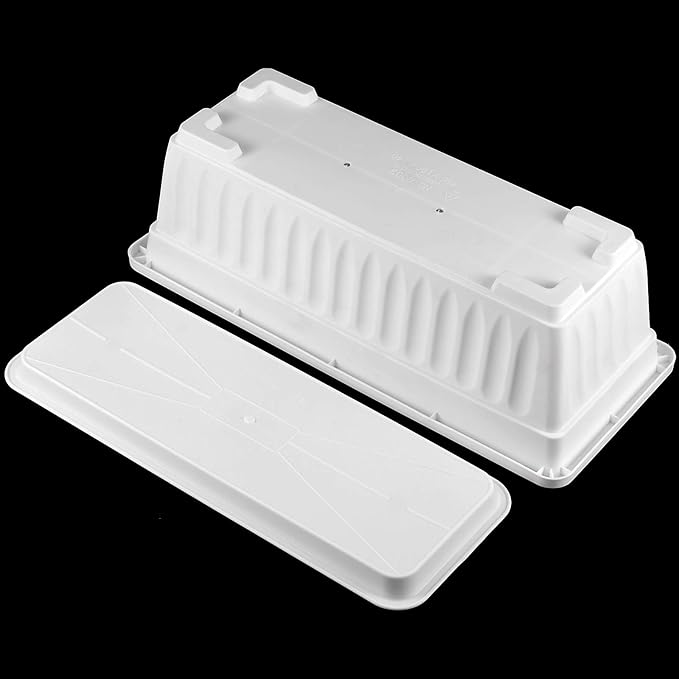 6 Pack 17 Inches Countryside Flower Box Planters, Plastic Vegetable Planters with 30 PCS Plant Labels, White Flower Window Boxes with Attached Tray for Windowsill, Patio, Garden, Balcony…