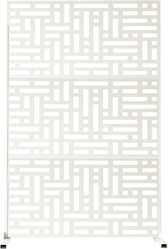 Oakland Living 6 ft. X 4 ft. White Freestanding Metal Privacy Screen Room Divider