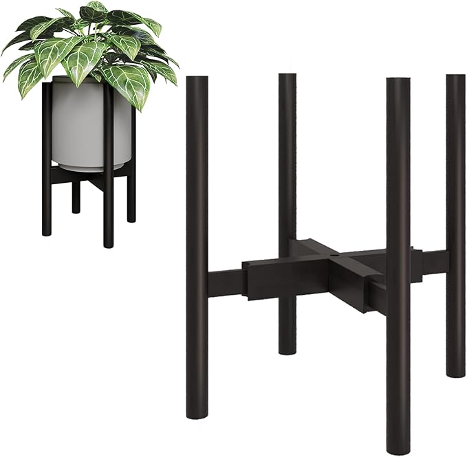 Adjustable Plant Stand Indoor, Bamboo Plant Stand Fits 8 9 10 11 12 Inches, Small Corner Planter Holder for Indoor Plants, Single Floor Plant Stands for Living Room Balcony, Inky