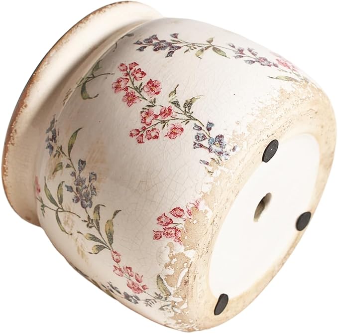 Flower Pots, Vintage Ceramic Planters for Indoor Plants, 6.29'' Plant Pots with Drainage, French Country Lavender Vase & Planters, Antique Home Room Decor, Gardening & Housewarming Gifts