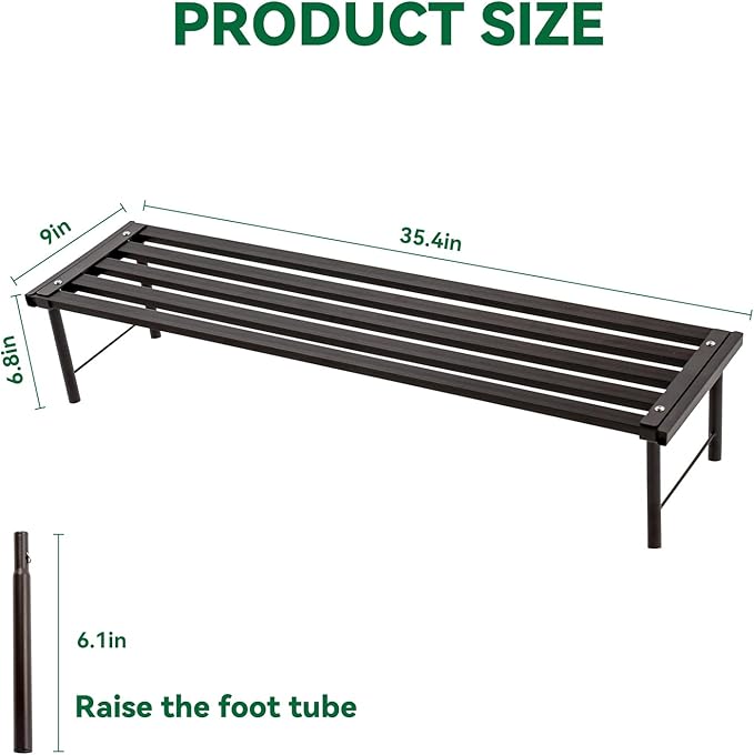 Metal Plant Stand, Rust-proof Aluminum Flower Pot Stand, Heavy Duty Planter Display Shelving for Patio Balcony Garden Living Room Decorative (Ebony, 35.4 Inch)