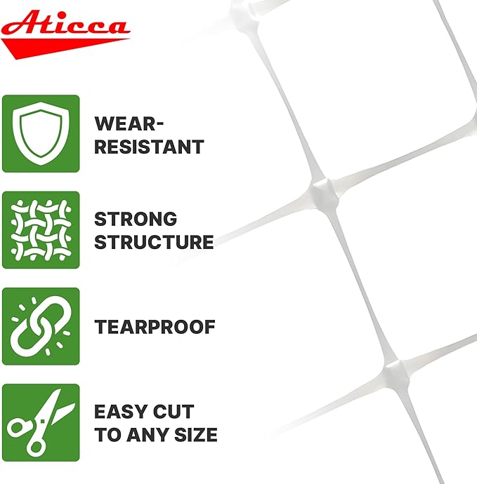 Plastic Trellis Netting 59" x 328 ft Heavy Duty Plant Support Netting White - 6 Inch Garden Trellis on Roll - Mesh for Growing Vine Climbing Plants, Flowers, Peas, and Cucumber