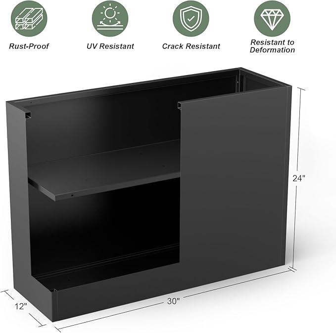 Metal Large Planter Box 30" L x 12" W x 24" H, Heavy Duty Tall Rectangle Outdoor Planter Box with Removable Insert Shelves for Porch, Garden, Patio, Yard (Black)