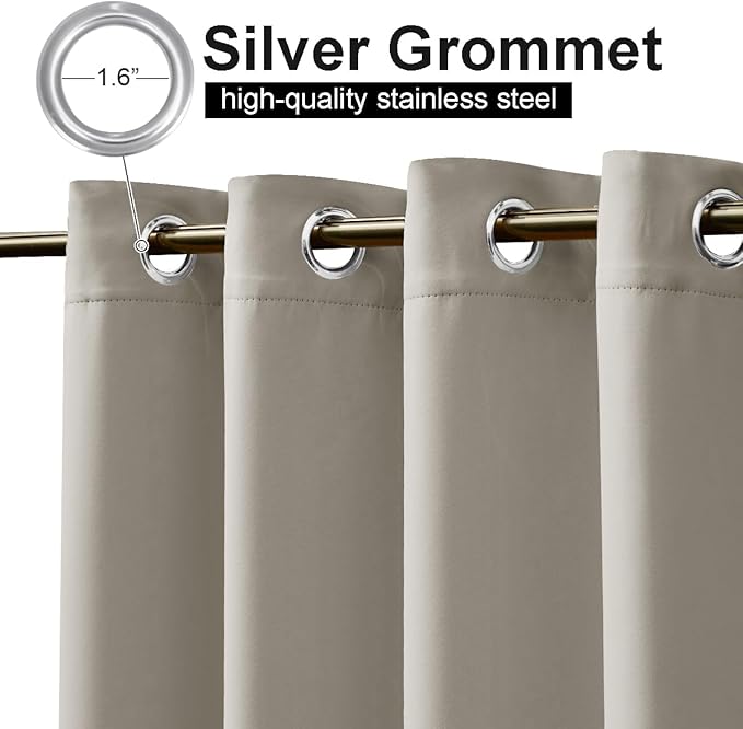 NICETOWN 2 Panels Gazebo Curtains Outdoor Waterproof & Windproof, Top and Bottom Wind-Break Outdoor Drapes Thermal Insulated Blackout Blinds Cold & Heat Block for Patio, W52 x L95, Natural