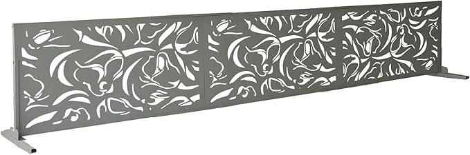 Oakland Living 6 ft. X 4 ft. Grey Freestanding Metal Privacy Screen Room Divider