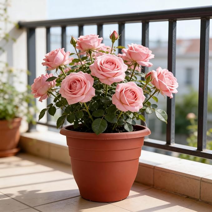 3 Pack Large 16 Inch Plastic Plant Pots for Outdoor Plants,Durable & Lightweight Flower Pots with Drainage Holes,Weather-Resistant Large Planters for Patio Garden(Brick Red)
