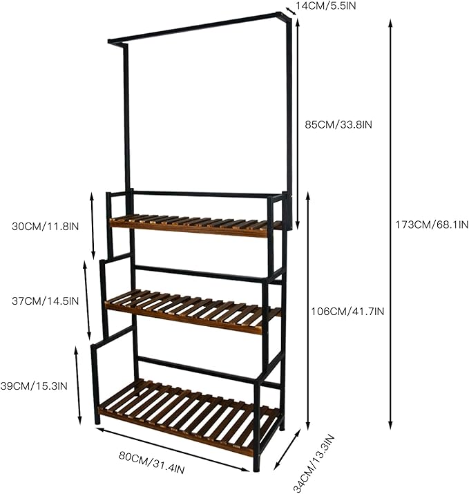 yeshine 3-Tier Hanging Plant Stand Indoor, 68 Inch Tall Metal Plant Shelf for Indoor Multiple Plants, Large Plant Pot Stand Holder, Heavy Duty Ladder Shape Plant Rack for Living Room, Patio, Balcony