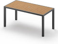 67" HDPS Outdoor Patio Dining Table, Aluminum-Edged Outdoor Dining Table with Umbrella Hole, Weather-Resistant for Lawn, Garden, Poolside and Indoor Use, Gray&Teak