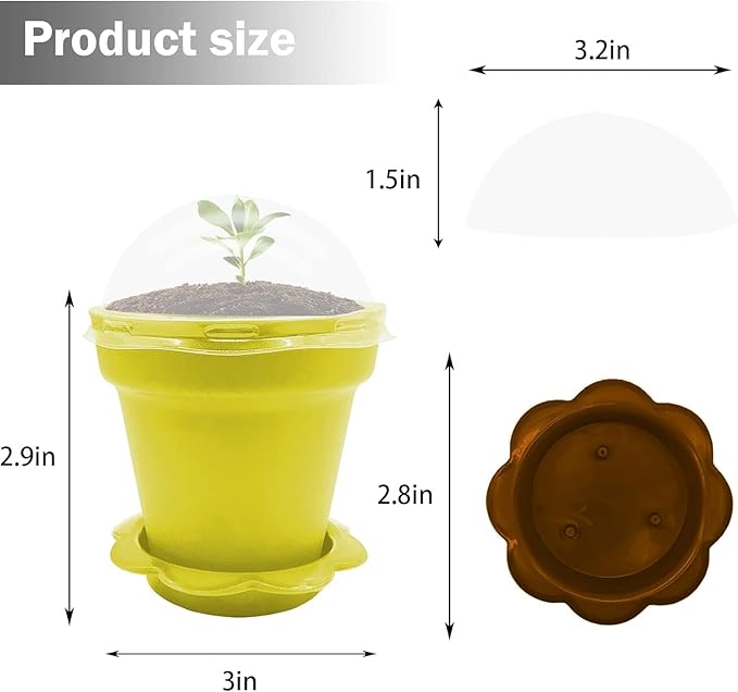 PURPLE STAR 1N 50 Packs Cupcake Plant Nursery Pots with Humidity Dome- Planting Containers Cups- Small Flower Pots for Indoor Outdoor Plant Succulent Vegetable (Mixed Color)