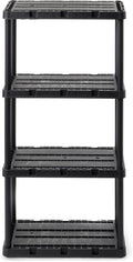 Gracious Living Light Duty Storage Shelves, Knect-A-Shelf 4-Shelf Ventilated Shelving Rack Organizer for Home, Garage, Basement & Laundry, Black